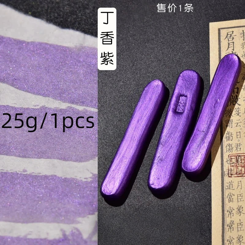 Colored Pearlescent Ink Stick Handmade Chinese Sumi Solid Ink Stick Traditional Calligraphy Ink Stick for Beginners Practicing