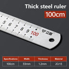 1Pcs 15/20/30/40/50/60100cm Stainless Steel Metal Straight Ruler For Home School Precision Measuring Tool Drawing Tool Supplies