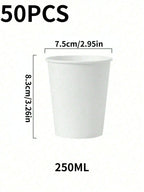 50 Simple Love Pattern Paper Cups, Thickened Office Home Commercial Beverage, Anti-Slip Leak-Proof 250ML Disposable Paper Cups