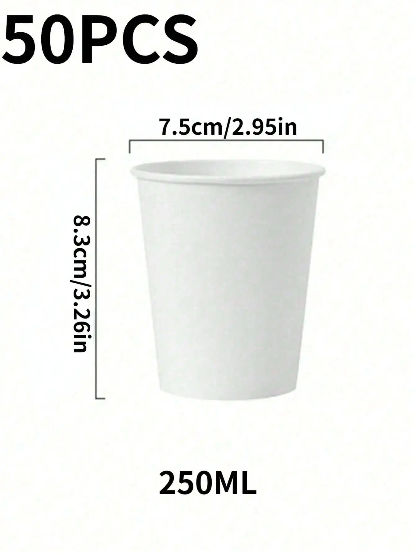 50 Simple Love Pattern Paper Cups, Thickened Office Home Commercial Beverage, Anti-Slip Leak-Proof 250ML Disposable Paper Cups