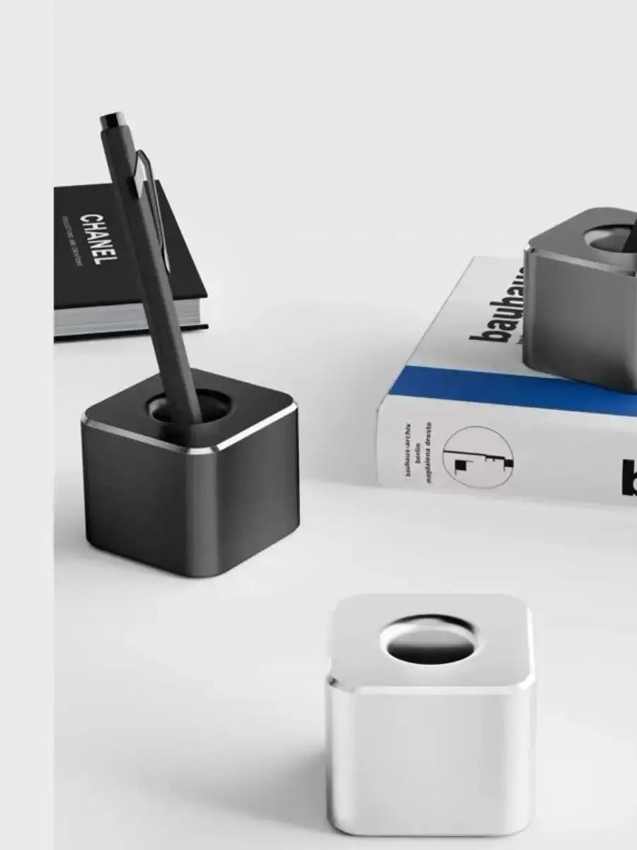 Portable Metal Pen Holder Aluminum Pen Holder with Non-Slip Pad - Versatile Desk Organizer for Bathroom & Office Supplie