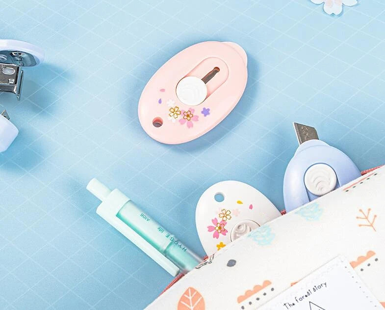 3 pcs Sakura Alloy Mini Portalble Utility Knife DIY Cutter Letter Envelope Opener Mail Knife Pocket School Office Supplies