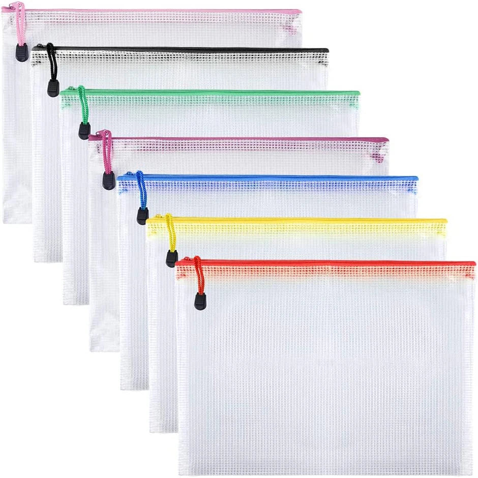 Mesh Zipper Storage Bag Document Bag Waterproof File Pouch Folders School Office Supplies Cosmetic Makeup Bags A3/A4/A5/A6