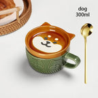 YWDL Japanese Cartoon Cat Coffee Mug With Animal Cat Pattern Lid Small Dish Cute Breakfast Cup Creative Coffee Cup Milk Cup Gift
