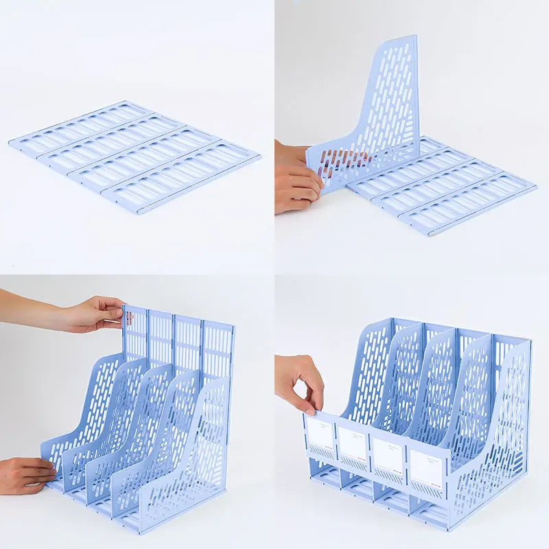 1 pcs, thickened, quadruple file bar, desktop file shelving, storage box, pen holder frame, file box, office supplies