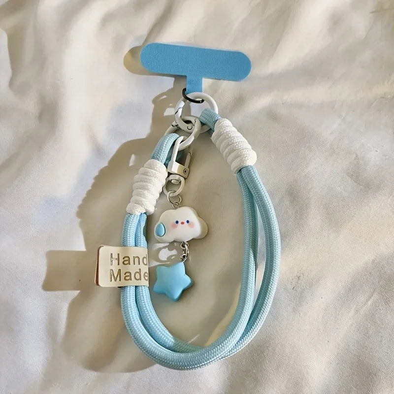 New Colourful Mobile Phone Strap Short Wrist Strap Clouds Star Charm Keychain Camera Chain Lanyard Universal Phone Case Lanyard