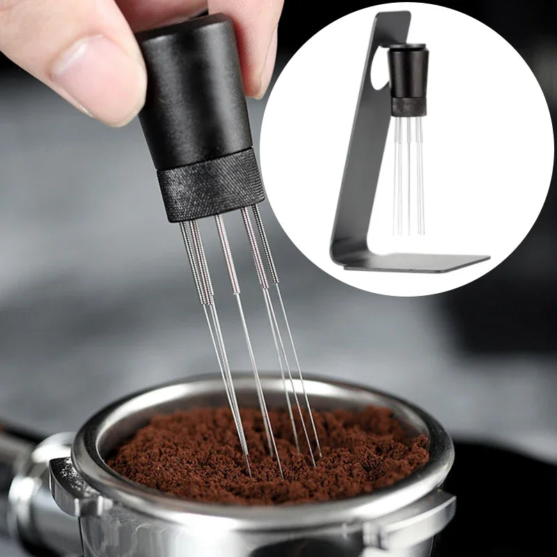 Espresso Coffee Stirrer Needle with 8 Needles Magnetic Abortion Stand Barista Coffee Stirring Distribution Tools