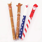 4 Types of Christmas-Themed Erasable Gel Pens Featuring Designs of Santa Claus, Snowmen Reindeer Gingerbread Erasable Pens