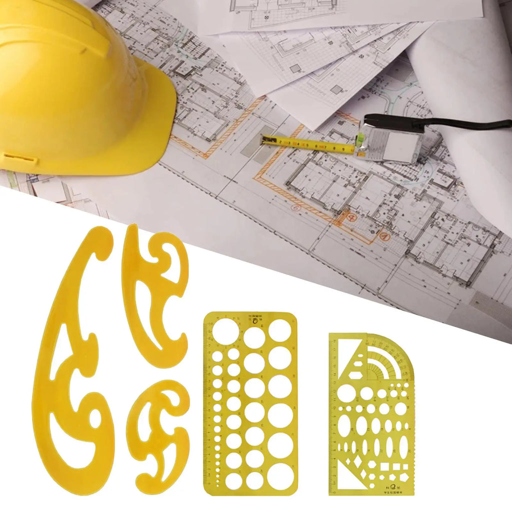 House , Interior Design and Furniture Templates Set, Drafting Ruler Shapes for Architecture Students
