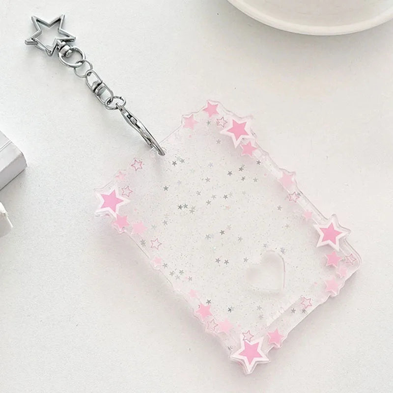 Transparent Clear Acrylic 3 Inch Kpop Photocards Holder Photos Cards Star Holder Bags Pendant Star Chaser Card School Stationery
