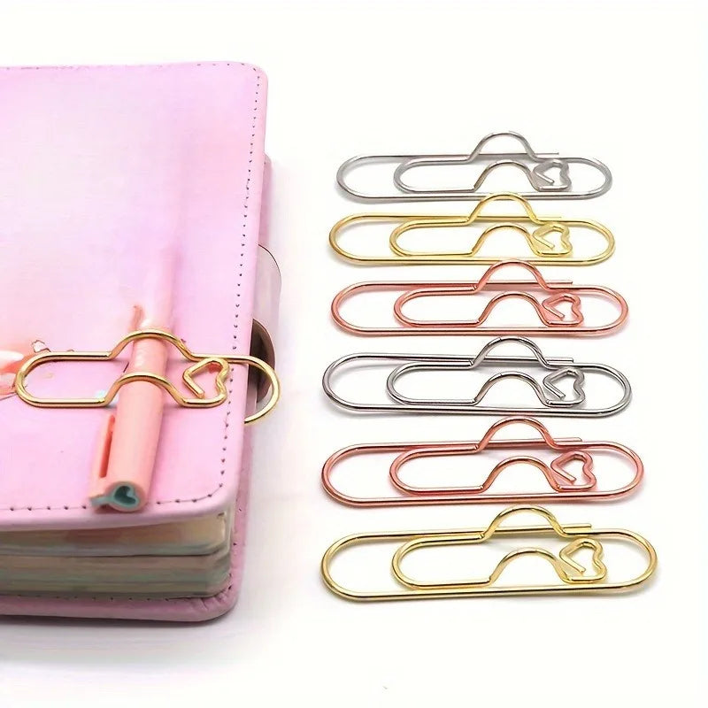 3 multifunctional pen clip love paper clip pen button notebook accessories fixed seat school office stationery organizer