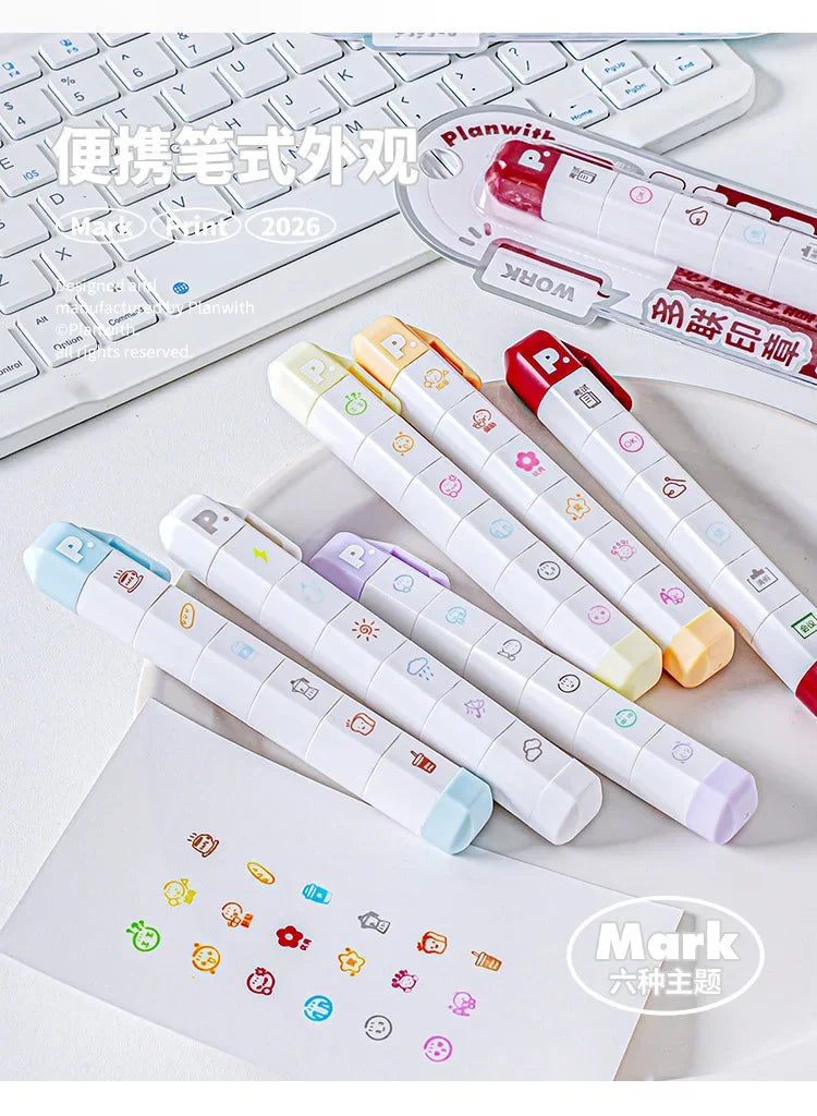 Cute Multi-link Mood Stamp Set – Kawaii INS Style Journal Diary Stamps, Scrapbooking Supplies for Planners Crafting, Creative Marking Tools for Teens Girls