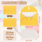 25Sets Mini Envelopes with Heart Clasp 9x5.4cm Blank Note Cards with 10.5x7.5cm Envelopes for Gift Wedding Invitation Graduation