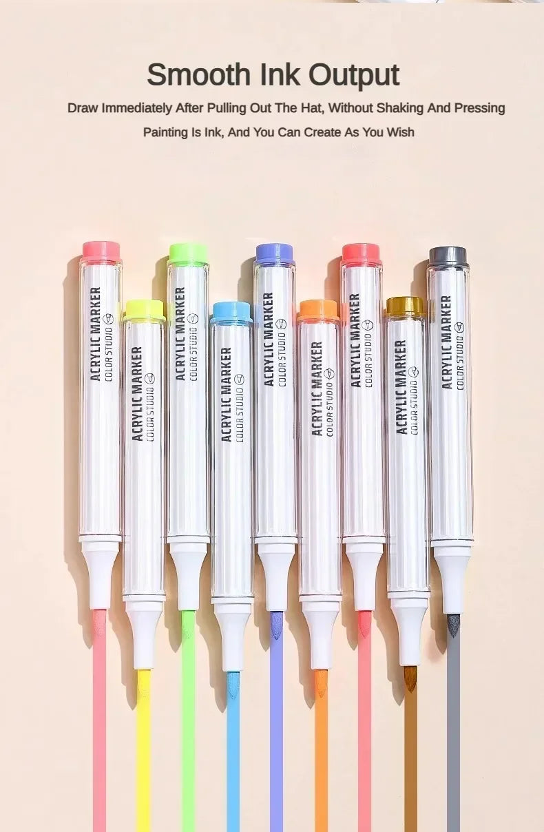 Languo 9/144 Colors Acrylic Paint Art Marker Pen DIY Painting Drawing Card Ceramic Stone Mug Glass Fabric Clothes Art Supplies