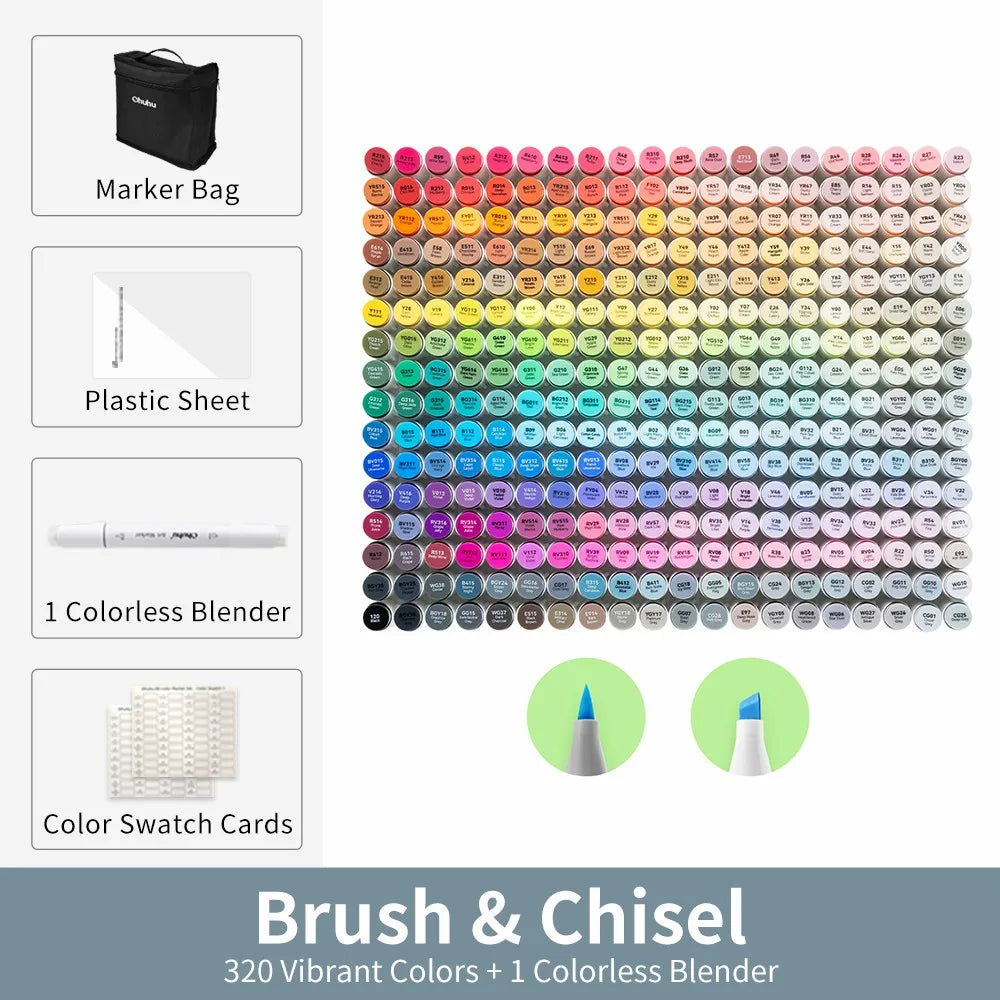 Ohuhu Honolulu Marker Pen Set Color Markers Alcohol Art Markers Refillable Dual Tips Sketching Drawing Manga School Art Supplies