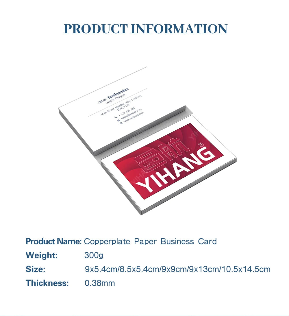 100PCS Custom Logo Color Double-Sided Small Business Card Thank You Card Gift Card 300gmg Paper 9x5.4cm