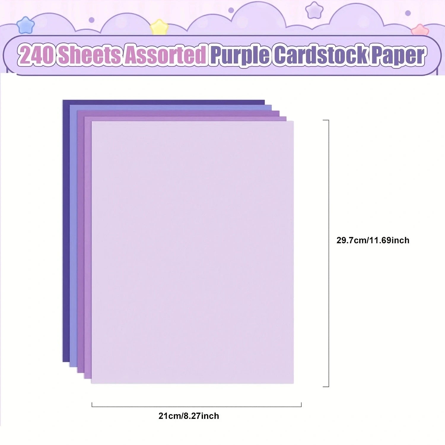 15 Sheets Assorted Purple Cardstock Printable A4 Color Paper 230gsm Suitable for Scrapbooking Card Making DIY Art Craft Supplies