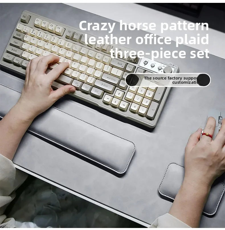 Desk Mat Waterproof PU Mouse Pad Large Mousepad Laptop Non-slip Desk Pad Keyboard Mats Mouse Mat Mouse Wrist Guard Three Pieces