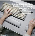 Desk Mat Waterproof PU Mouse Pad Large Mousepad Laptop Non-slip Desk Pad Keyboard Mats Mouse Mat Mouse Wrist Guard Three Pieces