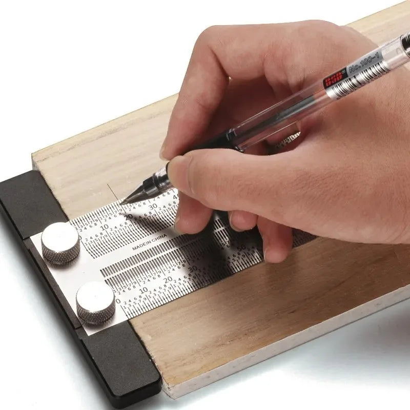 High-precision Scale Ruler T-type Hole Ruler Stainless Woodworking Scribing Mark Line Gauge Carpenter Measuring Tool