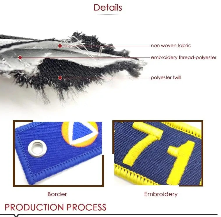 Wholesale Custom Embroidery Keychains Logo Flight Tag Keychain Jet Tag Keychain Personalized Name Key Ring Fabric Keychain