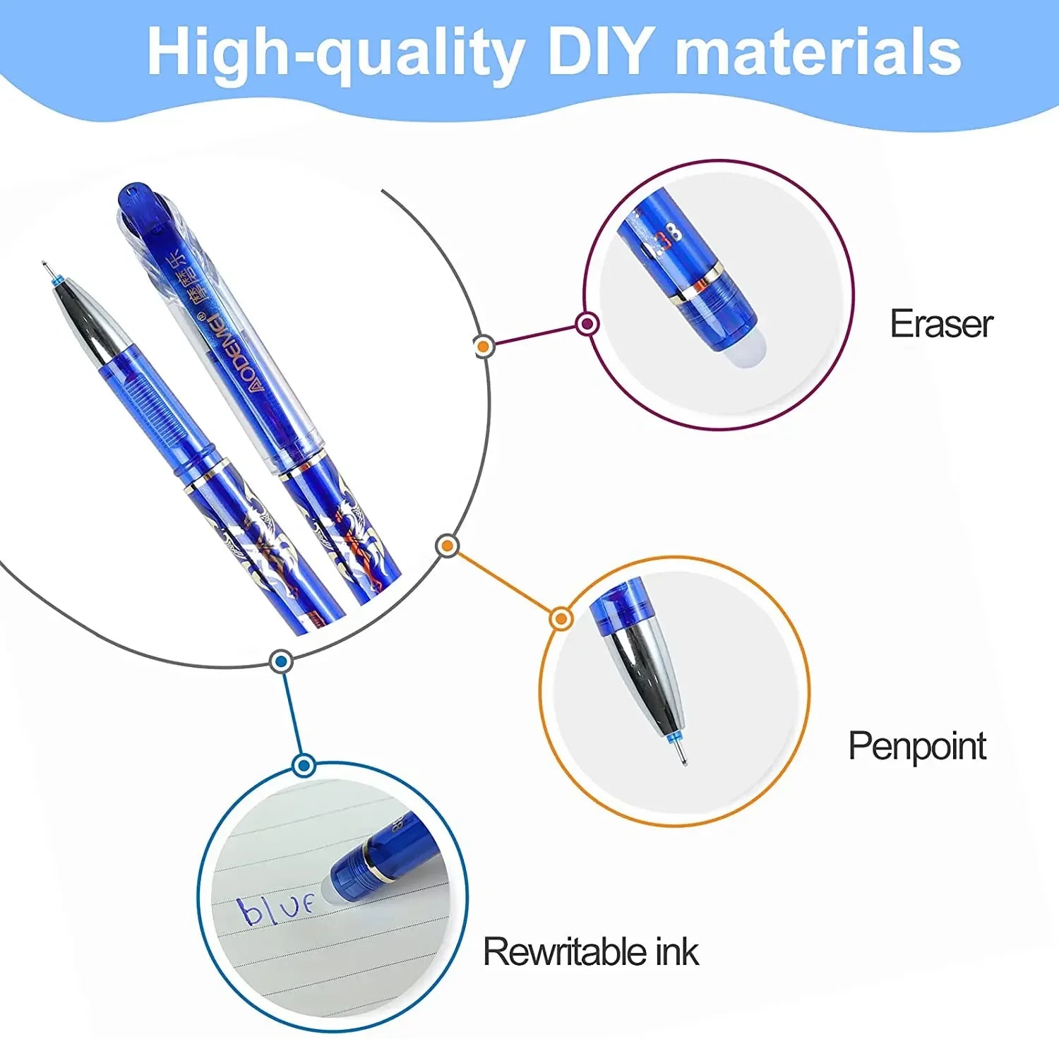 26 Pcs/Set Kawaii Erasable Pens 0.38mm Gel Pen Waterproof Gel Ink Stationery School Writing supplies for Notebook Office Student