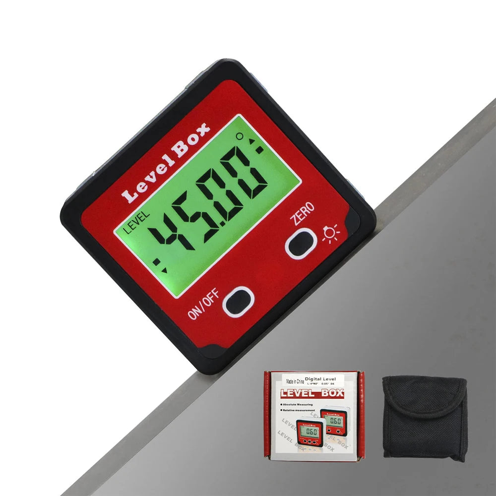 4x90 Degree Precision Digital Bevel Angle Protractor Digital Inclinometer Level Box Bevel Box with Magnet Base