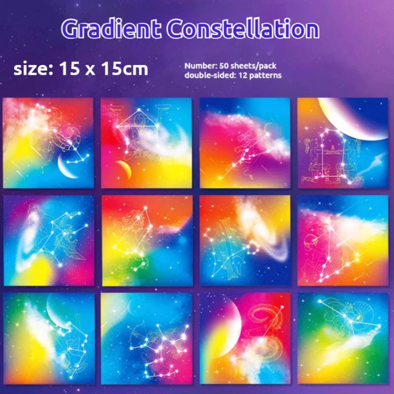50pcs Creative Square Star Sky Constellations Origami Paper Kid DIY Handmade Double-sided Coloring Fold Craft Paper Art Gift
