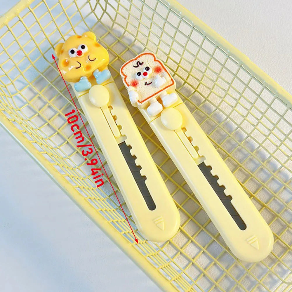 1 Pcs Cute Cartoon Alloy Mini Portalble Utility Knife Cutter Letter Envelope Opener Mail Knife School Office Supplies