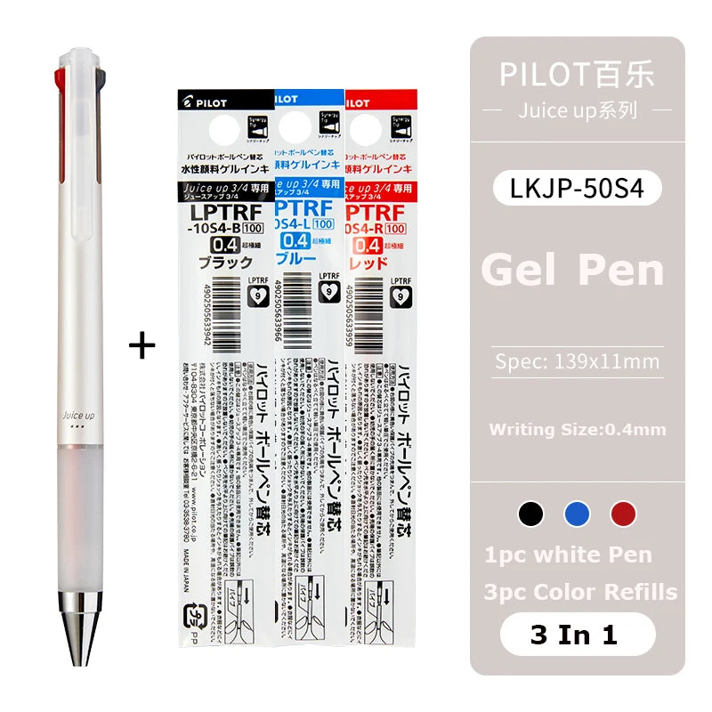 Japan Pilot Modular Pen Juice Up 3/4 Color 0.4mm Ultra-fine Gel Pens, Water-base Smooth Writing Versatile Stationery Aacsesories