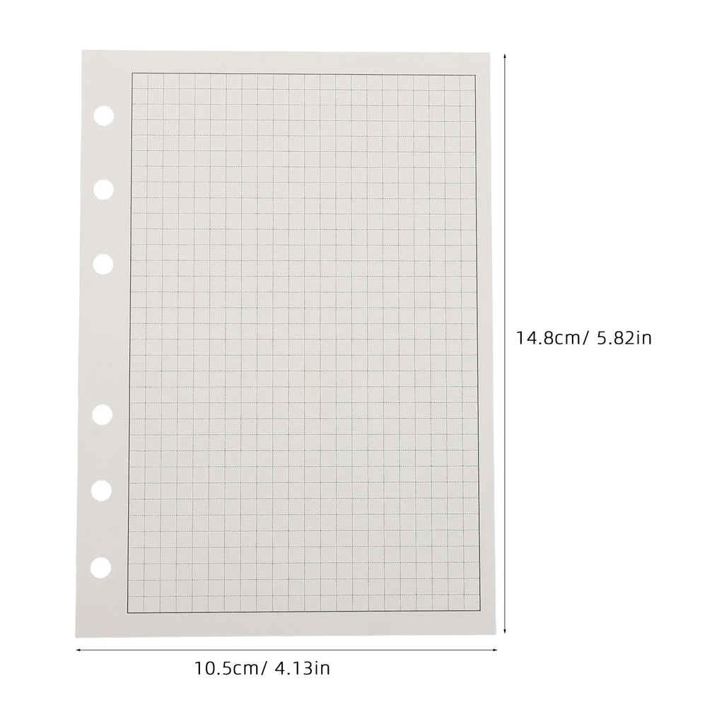 100Pcs Loose Leaf Refill Paper Graph Paper for Binder Journals Compatible 6-Ring Binder Grid Sheets Planner Filler Pages Project