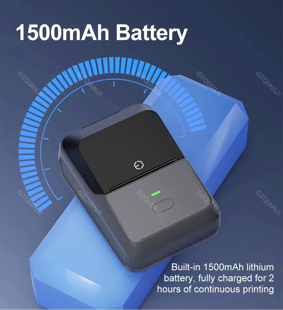 P2 Thermal Wireless Label Printer 20-58mm 2 inch Portable Bluetooth Sticker Mini Printer Price Tag Barcode Label Maker DIY