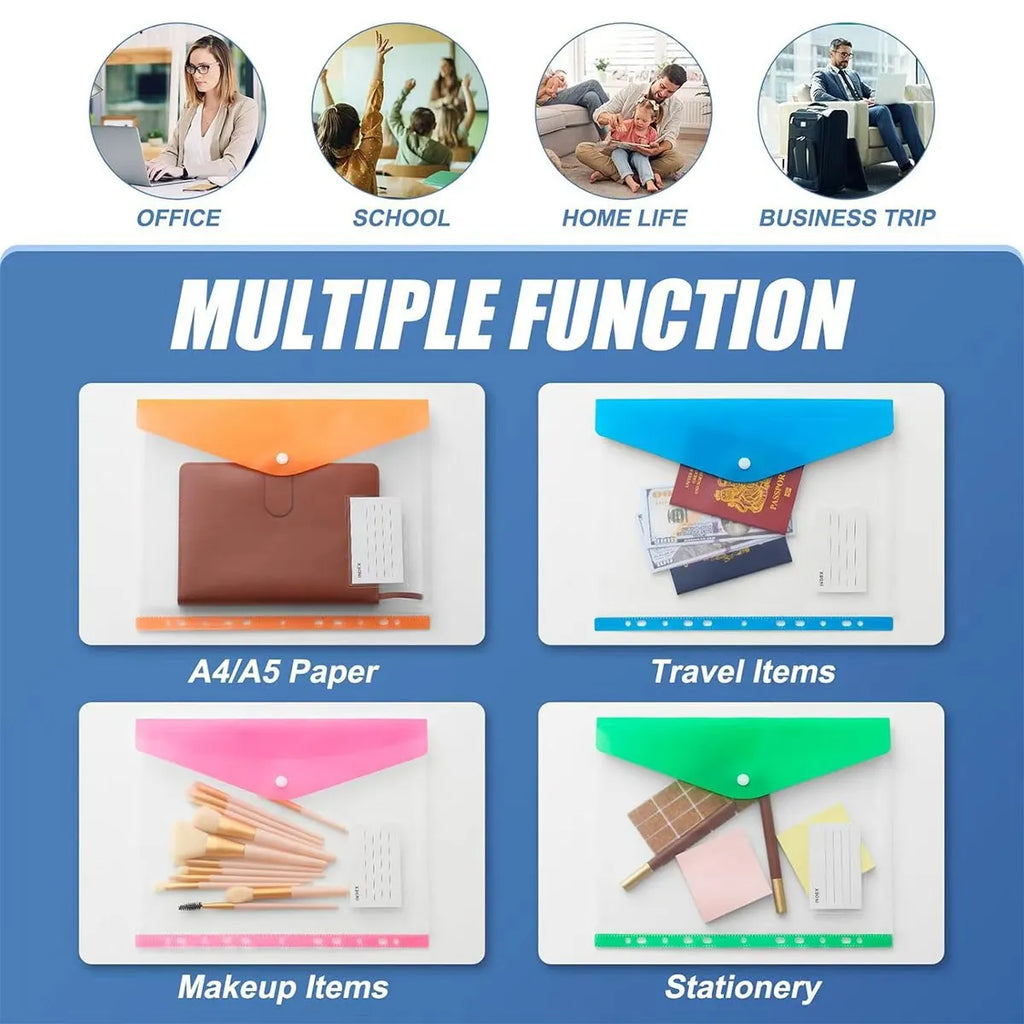 3-6pc 11Hole Binder Ring Folder A4 Large Capacity Loose Leaf Folders Portable School Student Exam Paper Storage Office Organizer