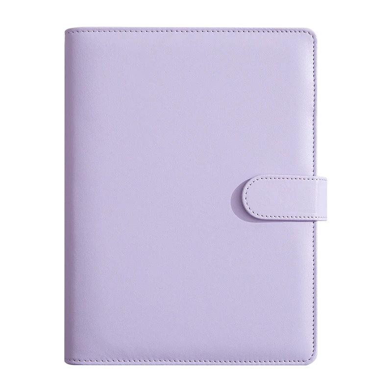 New A5 PU Leather Binder Cover with Magnetic Buckle Closure, 6 Ring Personal Notebook for Organizing Planner, Photo Card Sleeves