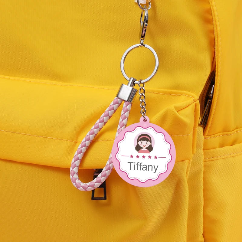 Personalized Leather Keychain with Custom Name - Anti-Loss Rope Tags for Children School Bags & Kindergarten Gifts