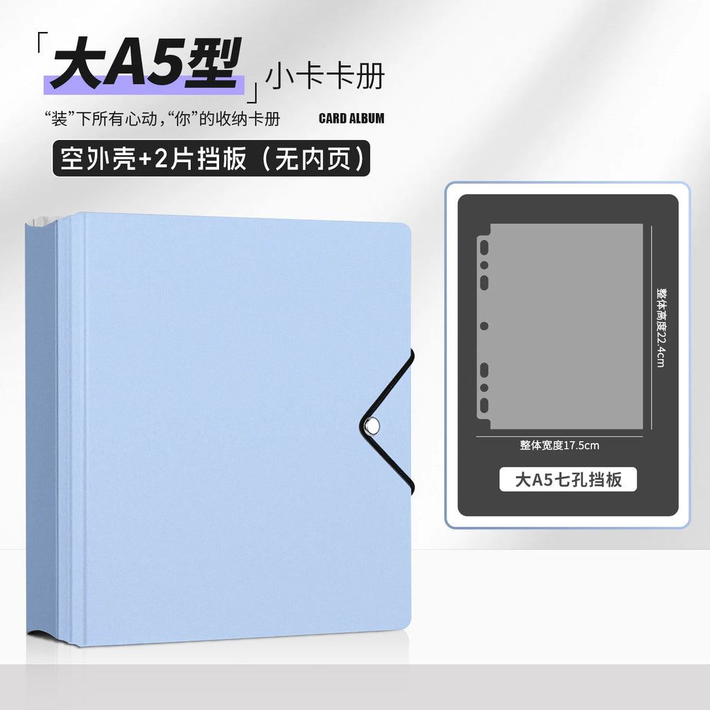 Heavy Duty A5 Card Binder W/ 55mm Large D-Rings 3-Ring Thick Photo Card Album W/ Elastic Band for K-pop Collection