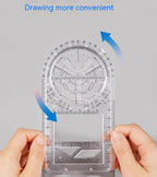 Multifunctional Geometric Function Ruler Set Mathematics Drawing Template Measuring Tool for Art Student School Office Supplies