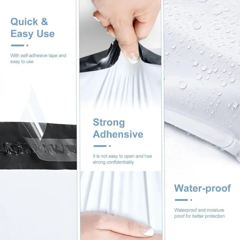 50pcs Solid White Poly Shipping Bag Mailers Mail Courier Bag PE Plastic Express Envelope Storage Bags Self Seal Packing Pouch