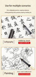 BAOKE S010 Liquid Calligraphy Pen Set 4 Tips Waterproof Pigment Ink Calligraphy Brush Pen