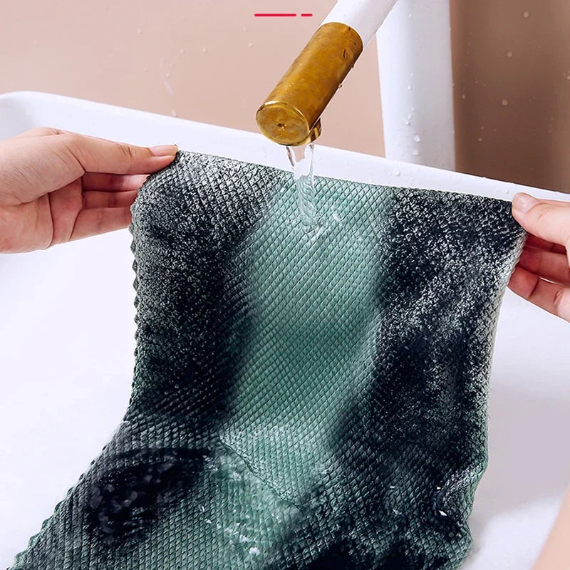 1-10pcs Microfiber Glass Cleaning Cloth Rag Lint-Free For Windows Car Kitchen Mirror No Trace Reusable Fish Scale Rag Polishing