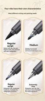 BAOKE 4-Size Calligraphy Pen Set for Writing, Hand Lettering, Black Ink Brush Markers Sketching Calligraphie Art Supplies Artist