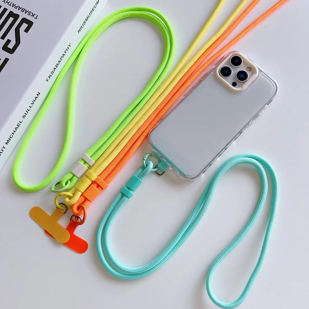 Candy Color Crossbody Colorful Long Strap for Mobile Phone Adjustable Lanyard Necklace Hanging Rope Anti-Lost Accessories