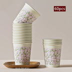 60pcs Disposable Paper Cups Thickened Food-grade High-temperature Coffee Cups Home Party Teacup Picnic Portable Water Cups