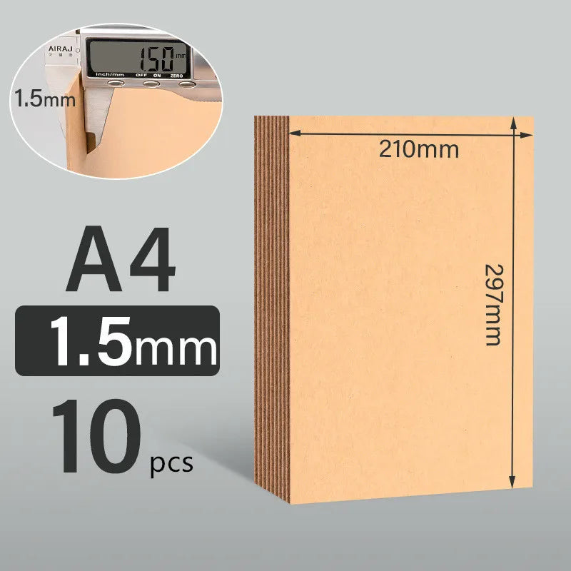 10 Sheets A4 Hard Cardboard White Gray Brown Kraft Paper Diy Handmake Card Making Craft Paper Board Thickness 1mm/1.5mm/2mm