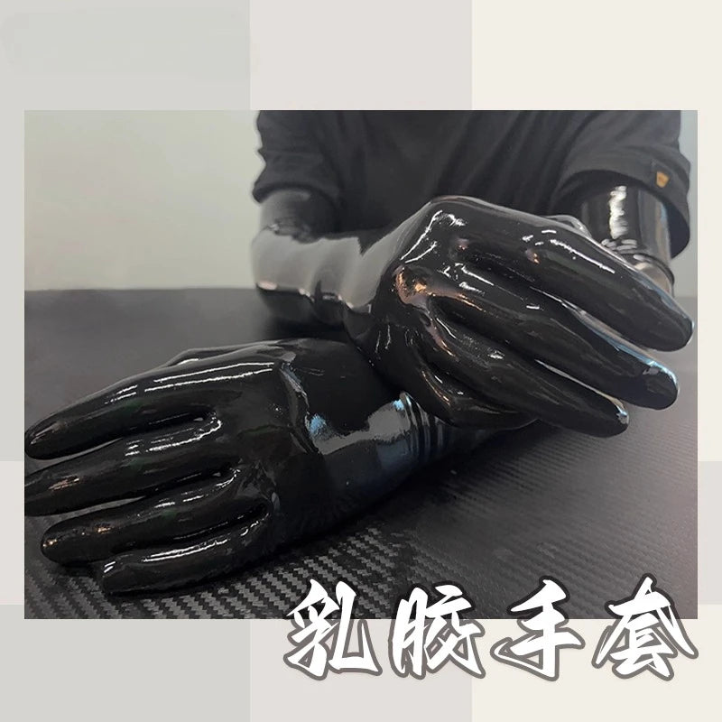 Black White Latex Gloves Integrated Molding Long Short Gloves Cosplay Close-fitting Male or Female Gloves Private Party DJ Props
