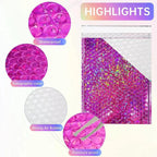 50 Pcs Golden Bubble Mailers Pink Poly Bubble Mailer Self Seal Padded Envelopes Gift Bags Laser Packaging Envelope Bags for Book