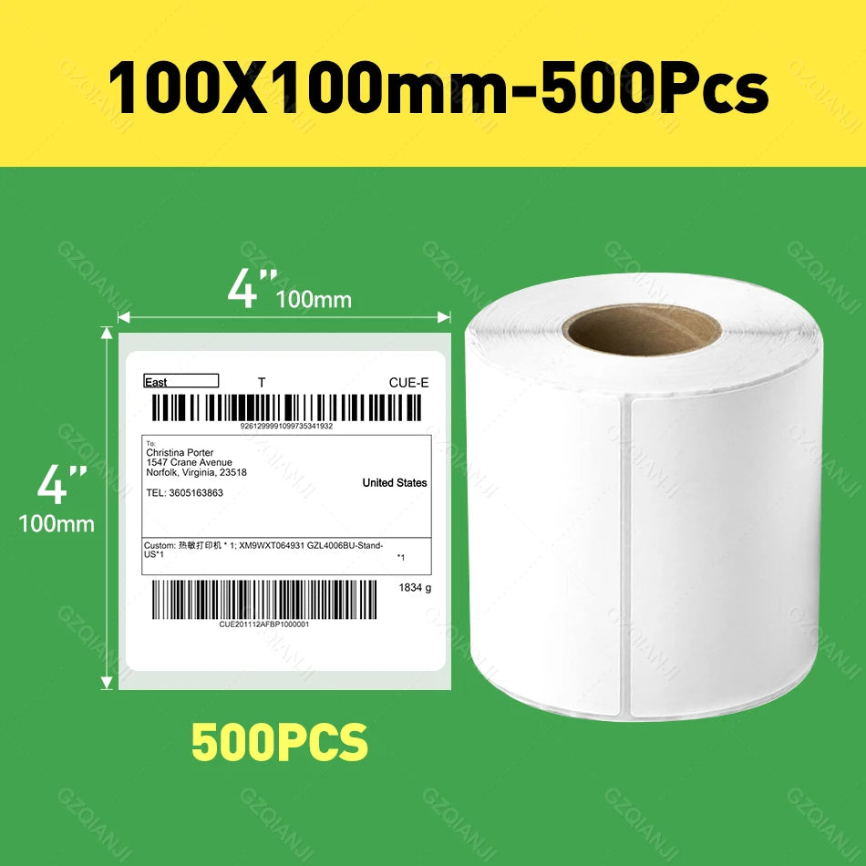 4x6 inch 100*150mm A6 4x4'' Shipping Labels FanFold Paper Rolls Sticker Paper for Thermal Shipping Label LOGO Barcode Address