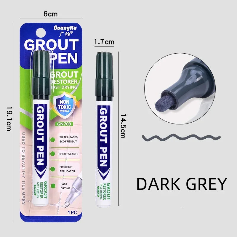 White Grout Tile Pen 8 Colors Waterproof Wall Grout Restorer Marker Pen for Bathroom Wall Floor Decontamination Seam Repair Pens