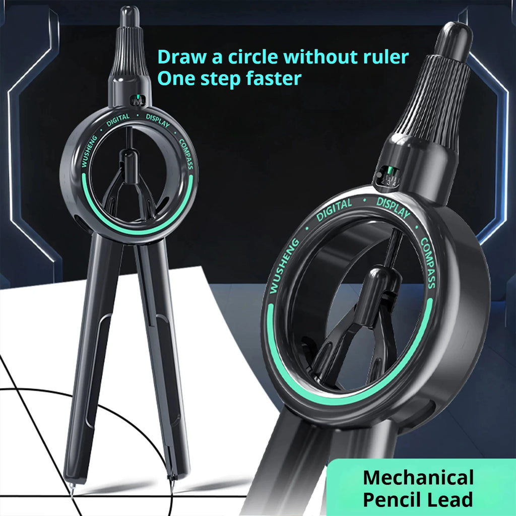 Press Student Compass Geometry Set Precision Digital Display Compass for Students Circle Drawing Gauge Tool Exam School Supplies