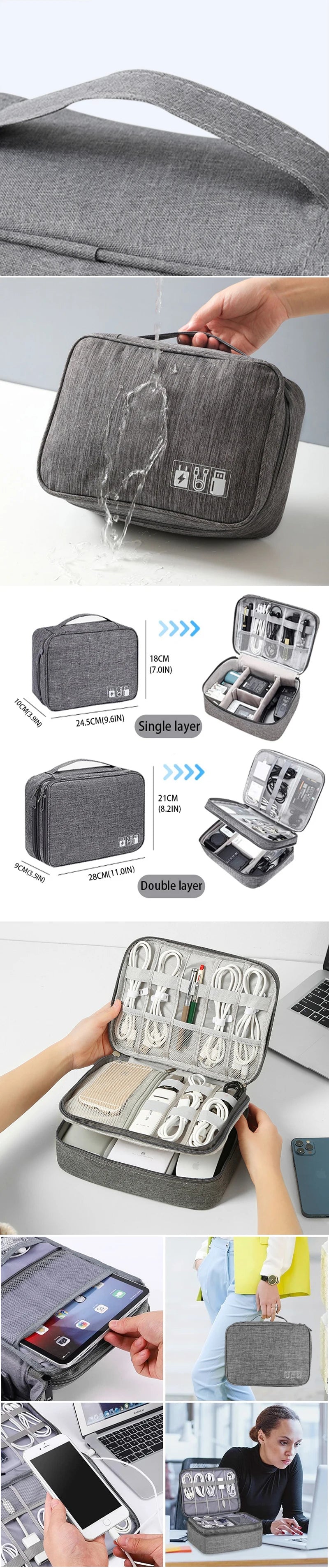 Travel Cable Storage Bag Portable Waterproof Digital Electronic Storage Bag USB Data Cable Charger Plug Storage Cable Storagebag
